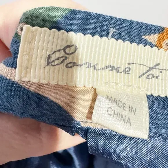 Comme Toi Women Small Blue Pleated Midi Skirt Bird Print Retro Look - Picture 4 of 7